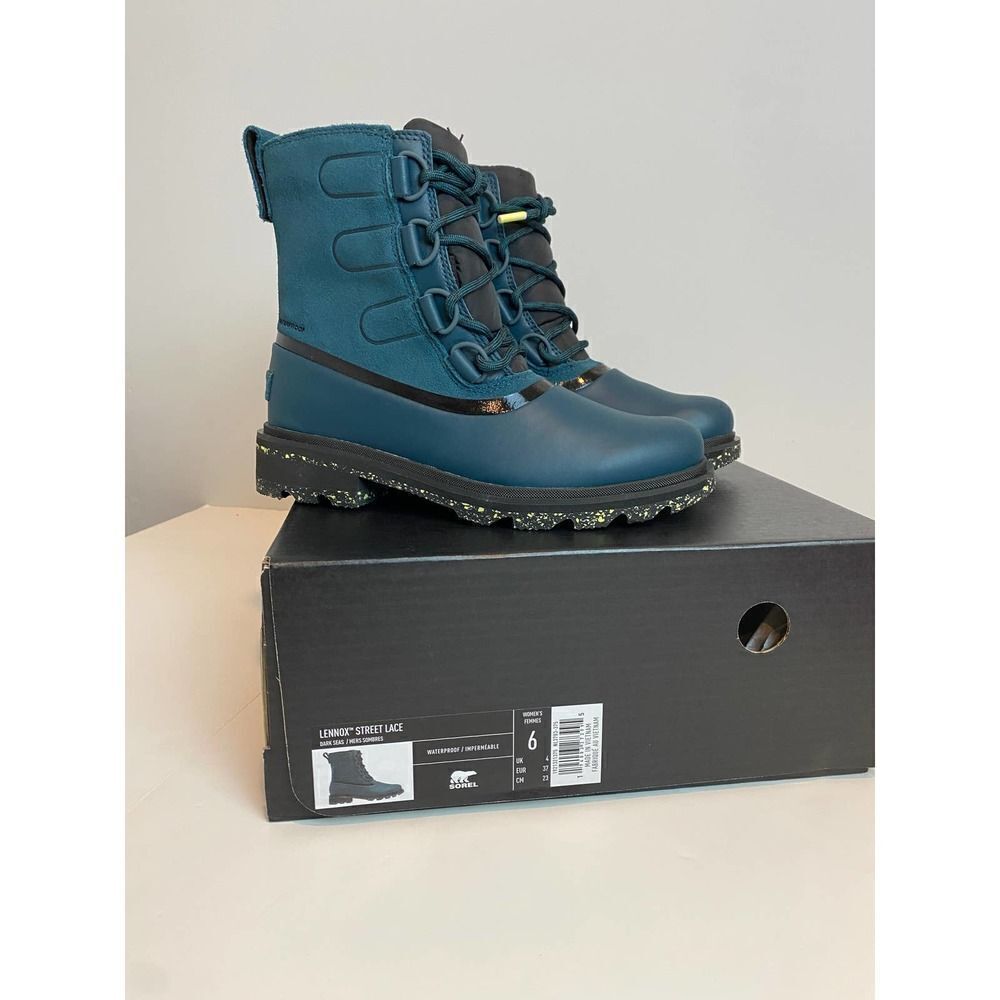 NIB Sorel Lennox Street Lace Boots in Dark SeasβColor Waterproof Boots -β¦